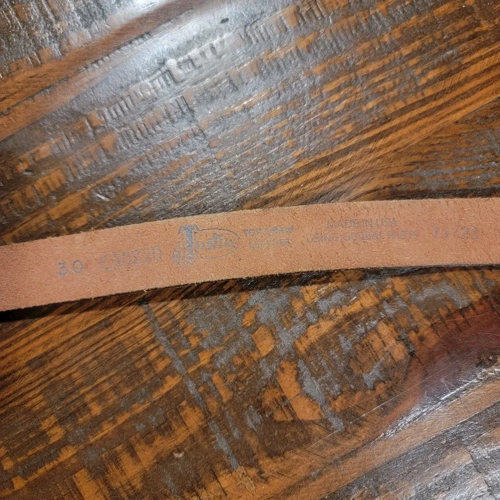 Justin Girls Belt Hope Brown Turquoise Tooled Leather Silver Heart Buckle Sz 30